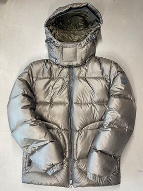 BOSS Mens Olive Green Down Filled Puffer Jacket Hooded Size 36R